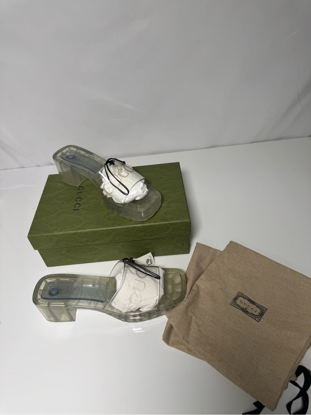 Gucci Rubber Sandals Brand New W/Box & Dustbag Transparent EU 41